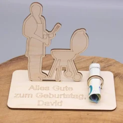 Geldgeschenk Grillen - aus Holz personalisiert Geldgeschenke