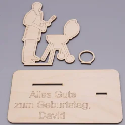 Geldgeschenk Grillen - aus Holz personalisiert Geldgeschenke