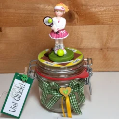 Glückwunschkarten|Trödel Dings da Geldgeschenk Gutschein Tennis Tenniskurs oder Zubehör Geschenkglas personalisierbar für Mädchen