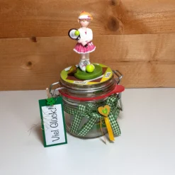 Glückwunschkarten|Trödel Dings da Geldgeschenk Gutschein Tennis Tenniskurs oder Zubehör Geschenkglas personalisierbar für Mädchen