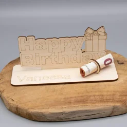 Best Geldgeschenk Happy Birthday - aus Holz personalisiert Geldgeschenke