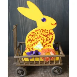 Outlet Geldgeschenk HASERL IM LEITERWAGEN zu Ostern Holzosterhase in einem kleinen Leiterwagen, bemalt mit Acrylfarben Osterhasen