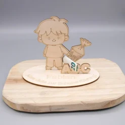 Geldgeschenk Junge mit Zuckertüte - aus Holz personalisiert Kinder Einschulung