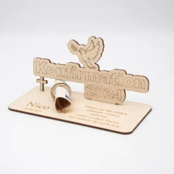 Geldgeschenke|SandavDesigns Geldgeschenk Konfirmation - aus Holz personalisiert