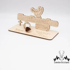 Geldgeschenke|SandavDesigns Geldgeschenk Konfirmation - aus Holz personalisiert