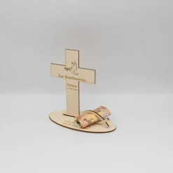 Sale Geldgeschenk Konfirmation - Kreuz - aus Holz personalisiert Geldgeschenke