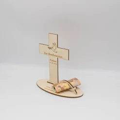 Sale Geldgeschenk Konfirmation - Kreuz - aus Holz personalisiert Geldgeschenke