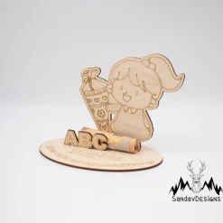 Einschulung|SandavDesigns Geldgeschenk Mädchen mit Zuckertüte - aus Holz personalisiert