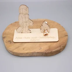 Sale Geldgeschenk mit Feuerwehrmann - aus Holz personalisiert Geldgeschenke