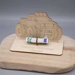 Sale Geldgeschenk Monstertruck - aus Holz personalisiert Geldgeschenke