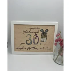 Outlet Geldgeschenk personalisiert zum Geburtstag, Andenken Bilderrahmen Geburtstagsgeschenk, Geschenkidee, Geldverpackung,Hoch Geldgeschenke