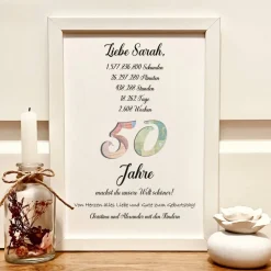 Best Geldgeschenk personalisiert zum 50. Geburtstag | Geld im Bilderrahmen | Geburtstagsgeschenk Geld im Bild Geldgeschenke