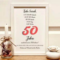 Best Geldgeschenk personalisiert zum 50. Geburtstag | Geld im Bilderrahmen | Geburtstagsgeschenk Geld im Bild Geldgeschenke