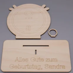 Outlet Geldgeschenk Saugroboter - aus Holz personalisiert Geldgeschenke