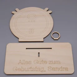 Outlet Geldgeschenk Saugroboter - aus Holz personalisiert Geldgeschenke