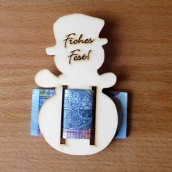 Geldgeschenke|holzmeile Geldgeschenk Schneemann "Frohes Fest" aus Holz