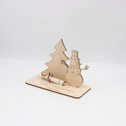 Clearance Geldgeschenk Schneemann mit Tannenbaum - aus Holz personalisiert Geldgeschenke