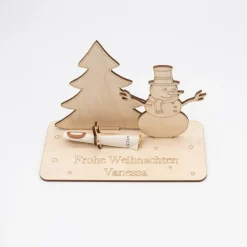 Clearance Geldgeschenk Schneemann mit Tannenbaum - aus Holz personalisiert Geldgeschenke