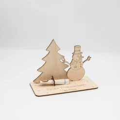 Clearance Geldgeschenk Schneemann mit Tannenbaum - aus Holz personalisiert Geldgeschenke