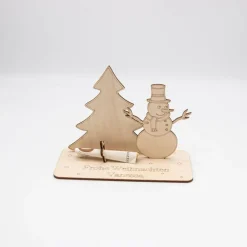 Clearance Geldgeschenk Schneemann mit Tannenbaum - aus Holz personalisiert Geldgeschenke