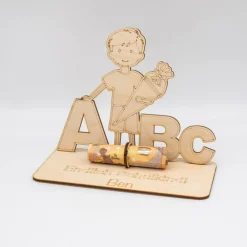 Outlet Geldgeschenk Schulanfang Junge - aus Holz personalisiert Kinder Einschulung