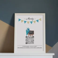 Sale Geldgeschenk Schulanfang | Digitales QrCode Sparbuch | Motiv Schultüte Kinder Einschulung
