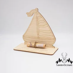 Sale Geldgeschenk Segelboot - aus Holz personalisiert Geldgeschenke
