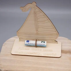 Sale Geldgeschenk Segelboot - aus Holz personalisiert Geldgeschenke