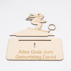 Sale Geldgeschenk Skifahrer - aus Holz personalisiert Geldgeschenke
