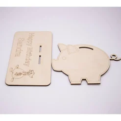 Outlet Geldgeschenk Sparschwein - aus Holz personalisiert Geldgeschenke