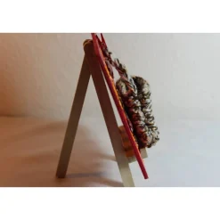 Hot Geldgeschenk TASCHERL MIT HERZEN Collage auf einer Malplatte inklusive Staffelei und einer kleinen Wolltasche Kunst