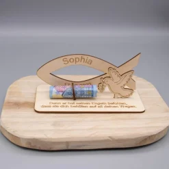 Geldgeschenke|SandavDesigns Geldgeschenk Taufe - Konfirmation - aus Holz personalisiert
