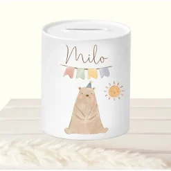 Geldgeschenke|Die Farbkleckserei 123 Geldgeschenk Taufe personalisiert, Spardose Kind Frosch mit Namen, Sparschwein Tiere, Sparbüchse Taufe, Geschenk