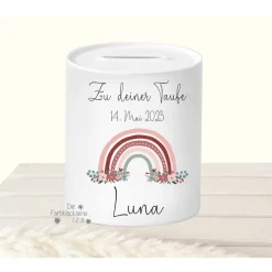 Discount Geldgeschenk Taufe Spardose Regenbogen personalisiert Geldgeschenke