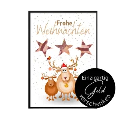 Outlet Geldgeschenk Weihnachten drei niedliche Rentiere |  Geschenkidee Weihnachtsgeld | Wunscherfüller Geld Stern Geldgeschenke