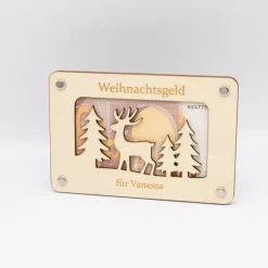 Sale Geldgeschenk Weihnachten aus Holz – Weihnachtsgeld - Winterlandschaft-personalisiert Geldgeschenke
