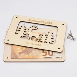 Sale Geldgeschenk Weihnachten aus Holz – Weihnachtsgeld - Winterlandschaft-personalisiert Geldgeschenke