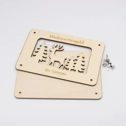 Sale Geldgeschenk Weihnachten aus Holz – Weihnachtsgeld - Winterlandschaft-personalisiert Geldgeschenke