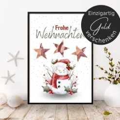 Geldgeschenke|DekowerkSeeger Geldgeschenk Weihnachten Schneemann winterlich |  Geschenkidee Weihnachtsgeld | Wunscherfüller Geld Stern
