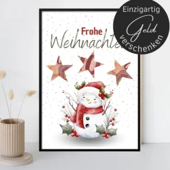 Geldgeschenke|DekowerkSeeger Geldgeschenk Weihnachten Schneemann winterlich |  Geschenkidee Weihnachtsgeld | Wunscherfüller Geld Stern