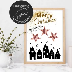 Sale Geldgeschenk Weihnachten Häuser Stadt Merry Christmas |  Geschenkidee Weihnachtsgeld | Wunscherfüller Geld Stern Geldgeschenke