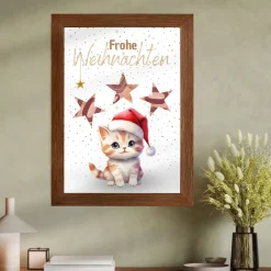 Geldgeschenke|DekowerkSeeger Geldgeschenk Weihnachten Katze mit Weihnachtsmütze |  Geschenkidee Weihnachtsgeld | Wunscherfüller Geld Stern