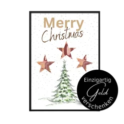 Geldgeschenke|DekowerkSeeger Geldgeschenk Weihnachten Rentier vor Wintertanne |  Geschenkidee Weihnachtsgeld | Wunscherfüller Geld Stern