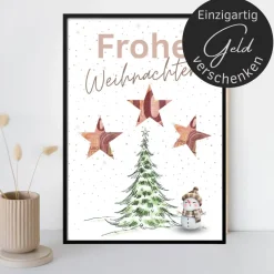 Clearance Geldgeschenk Weihnachten Schneemann vor Wintertanne |  Geschenkidee Weihnachtsgeld | Wunscherfüller Geld Stern Geldgeschenke
