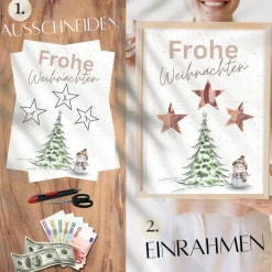 Clearance Geldgeschenk Weihnachten Schneemann vor Wintertanne |  Geschenkidee Weihnachtsgeld | Wunscherfüller Geld Stern Geldgeschenke