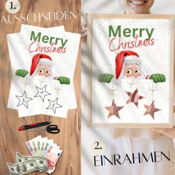 New Geldgeschenk Weihnachten Weihnachtsmann | Geschenkidee Weihnachtsgeld | Wunscherfüller Geld Stern Geldgeschenke