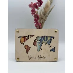 Clearance Geldgeschenk Weltkarte aus Holz – Personalisiertes Geschenk zur Hochzeit, Geburtstag & mehr Geschenke