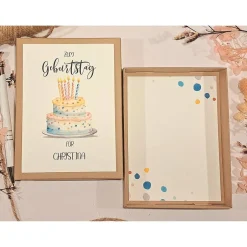 Best Geldgeschenk zum Geburtstag – Personalisierte Geschenkbox mit Geburtstagstorte im Aquarell Design Geldgeschenke