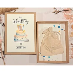 Best Geldgeschenk zum Geburtstag – Personalisierte Geschenkbox mit Geburtstagstorte im Aquarell Design Geldgeschenke