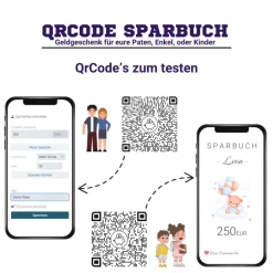 Geldgeschenke|QrCode-Galerie Geldgeschenk zur Geburt | Digitales Sparbuch | Personalisiertes QrCode Bild | Motiv Geburt Blau